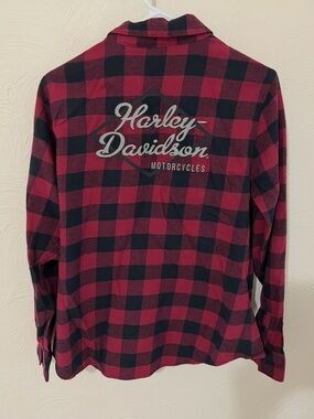 Harley-Davidson Red & Black Check Button-Down Flannel Shirt